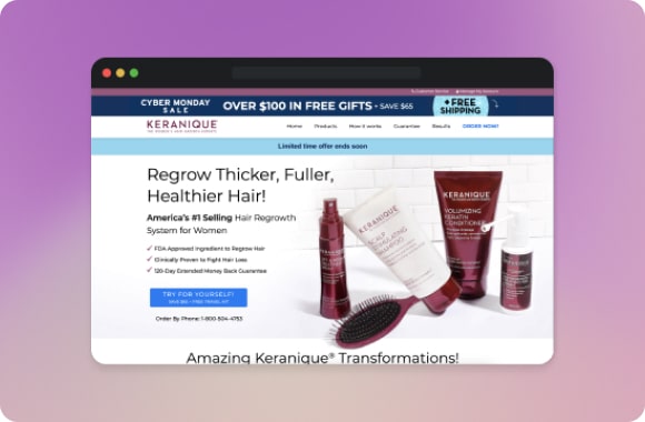 eCommerce website Keranique eCommerce website Keranique