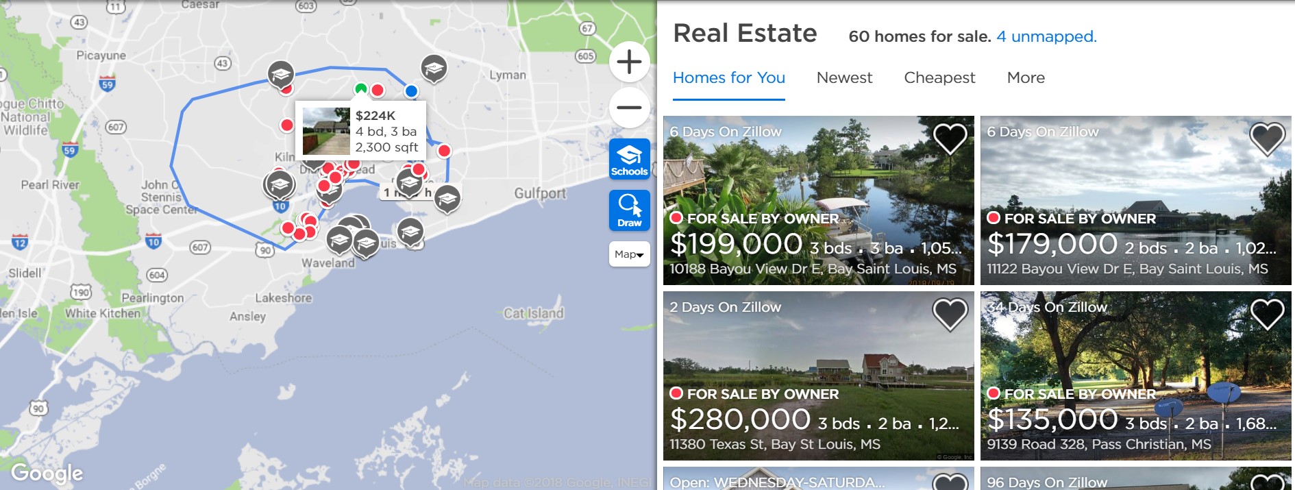 Map search example on Zillow Map search example on Zillow