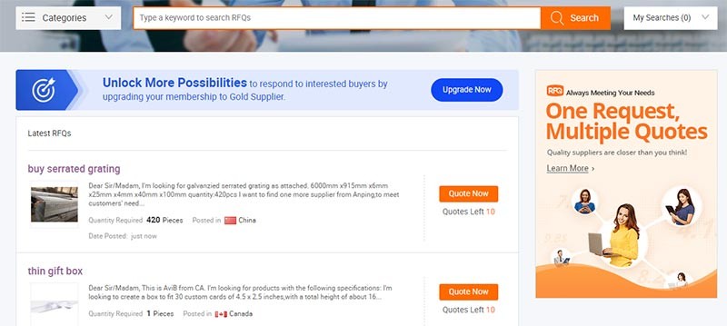 Request for Quotation search Request for Quotation search