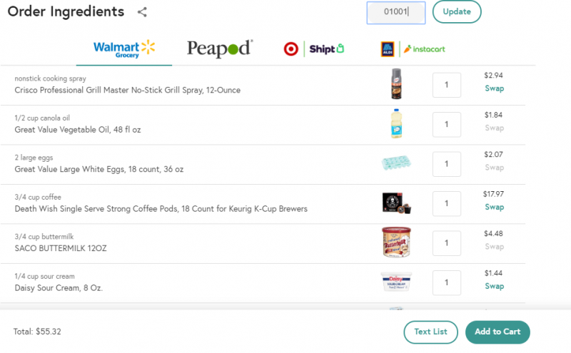 Instacart and other grocery deliveries integrated with Yummly recipes website Instacart and other grocery deliveries integrated with Yummly recipes website