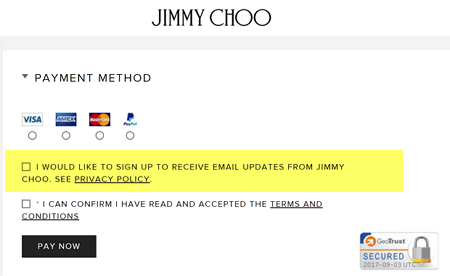 Jimmy Choo Checkout Email Consent Optin Permission Jimmy Choo Checkout Email Consent Optin Permission