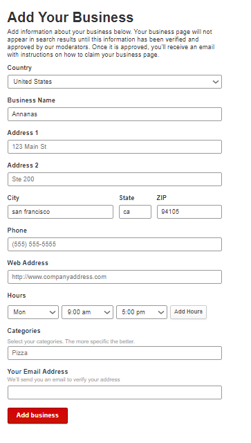 Yelp listing creation Yelp listing creation