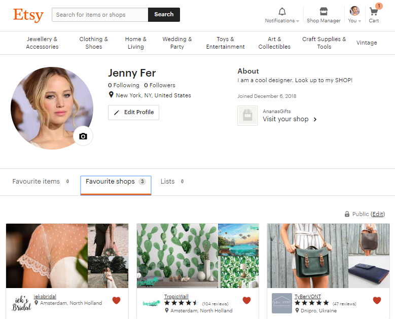 User Profile etsy User Profile etsy