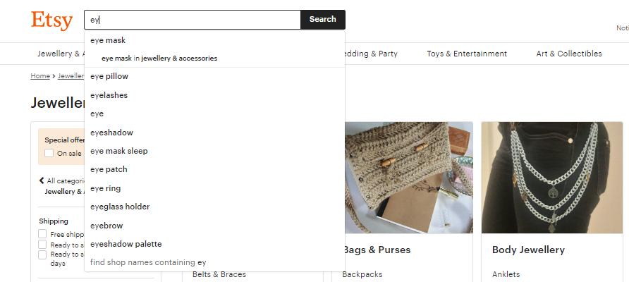 Search and filters on etsy Search and filters on etsy