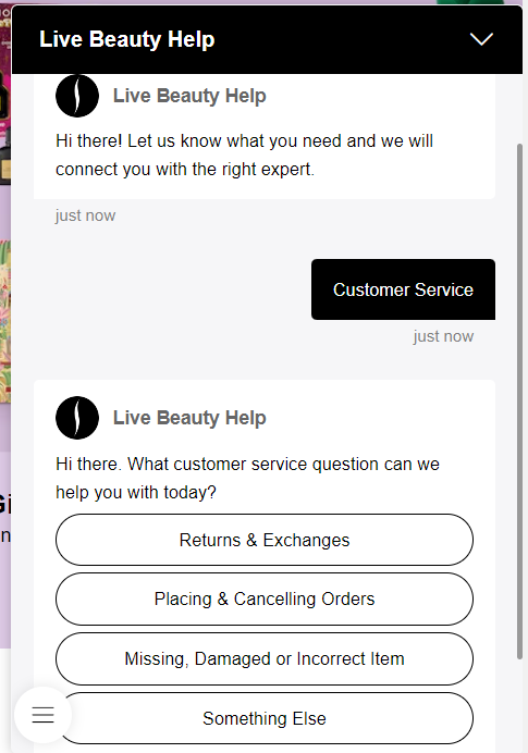 Sephora customer service AI chatbot Sephora customer service AI chatbot