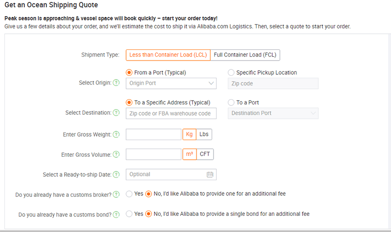 Ocean shipping quote Ocean shipping quote