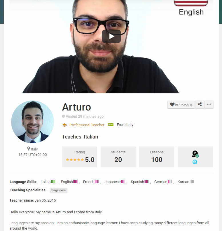 teacher's profile teacher's profile