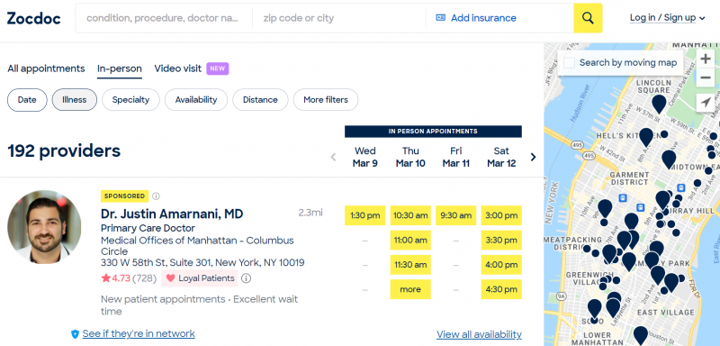 Appointment scheduling calendar feature on ZocDoc Appointment scheduling calendar feature on ZocDoc